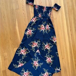 Altar'd State Navy and Red Smocked Dress